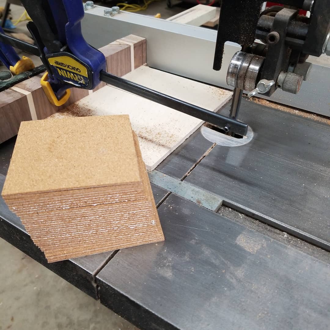 A sled on the band saw is nice for repetitive cuts.